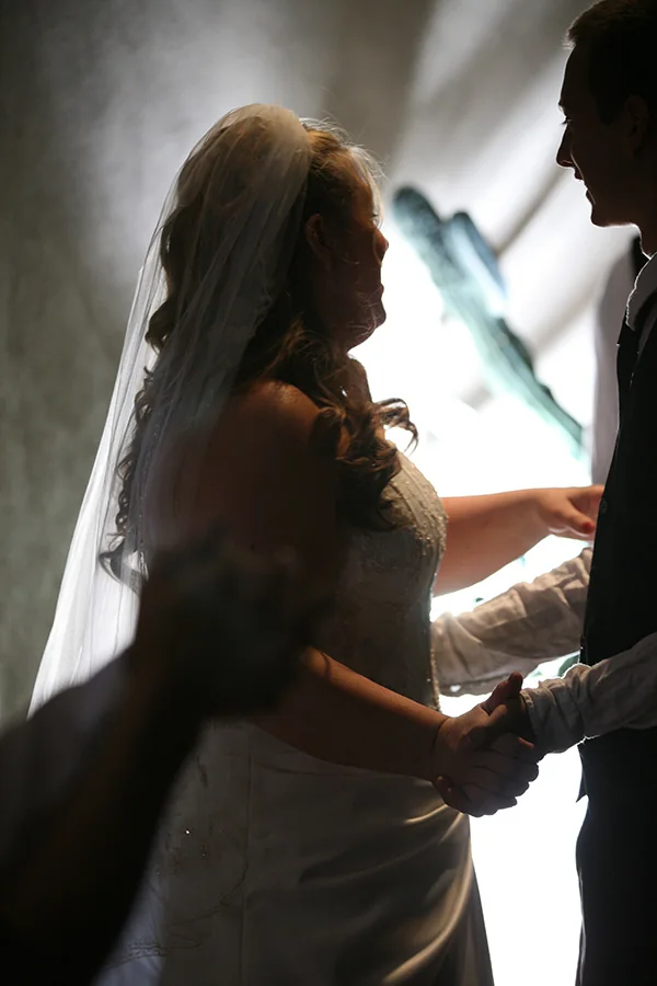 Bride and groom during their wedding ceremony