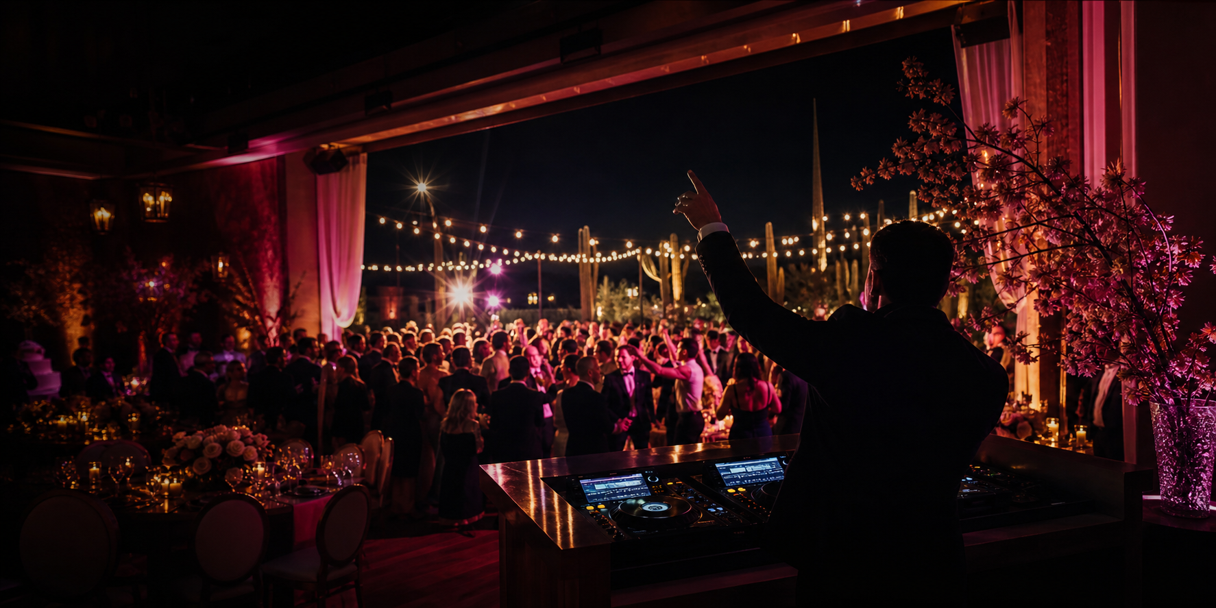 Cinematic Arizona wedding celebration with an MC and DJ