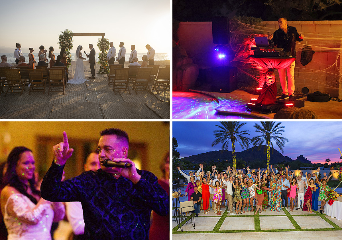 Wedding ceremony and Mr Pink hosting a celebration